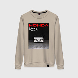 Свитшот хлопковый женский Honda Integra Type-R обложка, цвет: миндальный