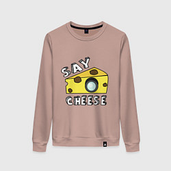 Свитшот хлопковый женский Say cheese, цвет: пыльно-розовый