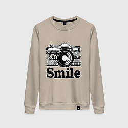 Свитшот хлопковый женский Smile camera, цвет: миндальный