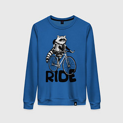 Свитшот хлопковый женский Raccoon ride, цвет: синий