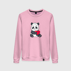 Свитшот хлопковый женский Панда с сердцем, цвет: светло-розовый