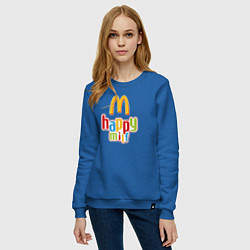 Свитшот хлопковый женский Happy MILF Любовь, счастье и свобода, цвет: синий — фото 2