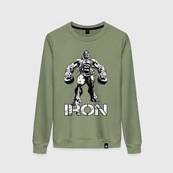 Свитшот хлопковый женский Dumbbells beast, цвет: авокадо