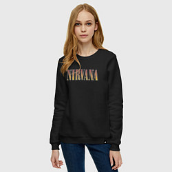 Свитшот хлопковый женский Nirvana logo, цвет: черный — фото 2