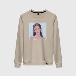 Свитшот хлопковый женский IU Red lips, цвет: миндальный