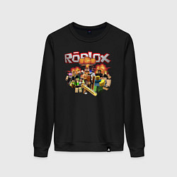 Свитшот хлопковый женский Роблокс на фоне взрыва roblox, цвет: черный