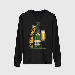 Свитшот хлопковый женский Шампанское, цвет: черный