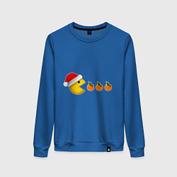 Женский свитшот Новогодний пэкмэн с мандаринами