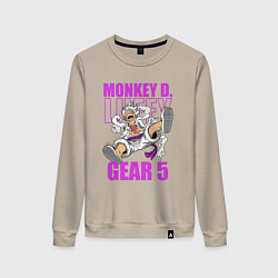 Свитшот хлопковый женский Луффи - гир 5, цвет: миндальный