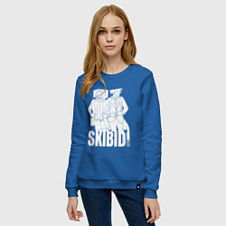 Свитшот хлопковый женский Skibidi Toilet Cameraman and Speakerman, цвет: синий — фото 2