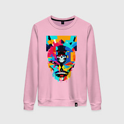 Свитшот хлопковый женский Funny skull - pop art, цвет: светло-розовый