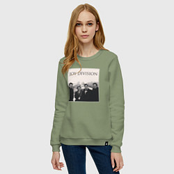 Свитшот хлопковый женский Тру фанат Joy Division, цвет: авокадо — фото 2