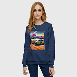 Свитшот хлопковый женский Авто Мустанг, цвет: тёмно-синий — фото 2