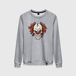 Свитшот хлопковый женский Clown skull, цвет: меланж