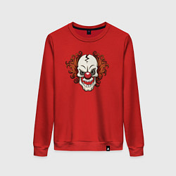 Свитшот хлопковый женский Clown skull, цвет: красный