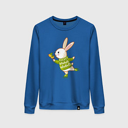 Свитшот хлопковый женский Кролик на катке, цвет: синий