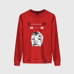 Свитшот хлопковый женский Depeche Mode 2023 Memento Mori - White Skull 01, цвет: красный