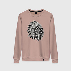 Свитшот хлопковый женский Индеец шаман, цвет: пыльно-розовый