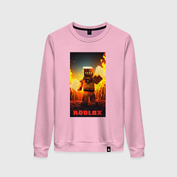 Свитшот хлопковый женский Roblox avatar fire, цвет: светло-розовый