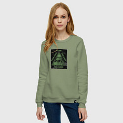 Свитшот хлопковый женский Туда сюда там сям миллионер, цвет: авокадо — фото 2