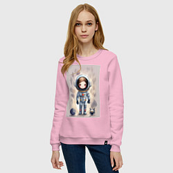 Свитшот хлопковый женский Милый маленький космонавт - нейросеть, цвет: светло-розовый — фото 2