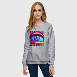 Свитшот хлопковый женский Глаз в стиле арт, цвет: меланж — фото 2