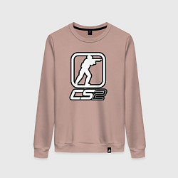 Свитшот хлопковый женский CS2 logo, цвет: пыльно-розовый