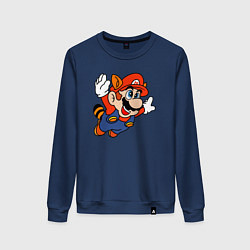 Свитшот хлопковый женский Марио летит, цвет: тёмно-синий