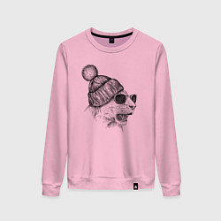 Свитшот хлопковый женский Львица в шапке, цвет: светло-розовый