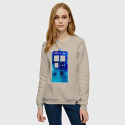 Свитшот хлопковый женский Space tardis, цвет: миндальный — фото 2