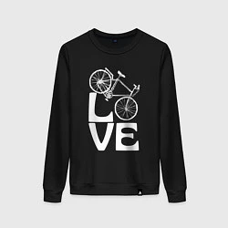 Свитшот хлопковый женский Любовь велосипедиста, цвет: черный