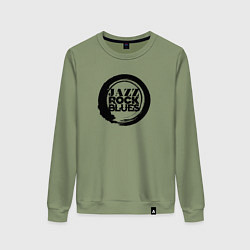 Свитшот хлопковый женский Jazz rock blues 1, цвет: авокадо
