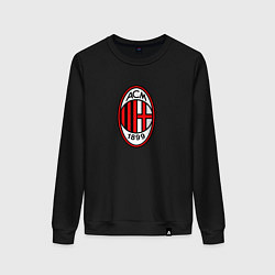 Свитшот хлопковый женский Футбольный клуб Milan, цвет: черный