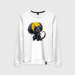 Свитшот хлопковый женский Cat dragon, цвет: белый