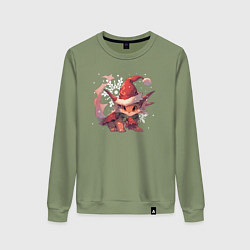 Свитшот хлопковый женский 2024 Happy Dragon year, цвет: авокадо