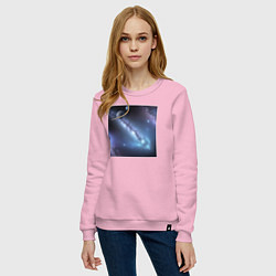 Свитшот хлопковый женский Космическая система, цвет: светло-розовый — фото 2