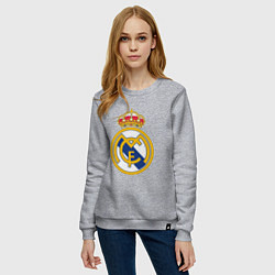 Свитшот хлопковый женский Real madrid fc sport, цвет: меланж — фото 2