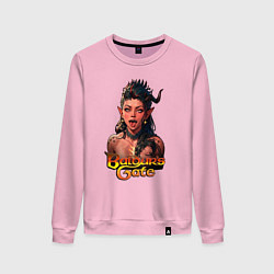 Свитшот хлопковый женский Karlah - Baldurs gate - ahegao, цвет: светло-розовый