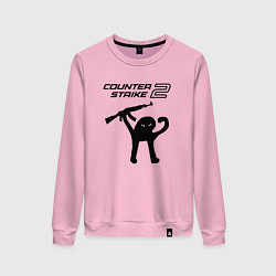 Свитшот хлопковый женский Counter strike 2 мем, цвет: светло-розовый