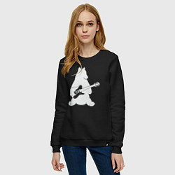 Свитшот хлопковый женский Мишутка с гитарой, цвет: черный — фото 2