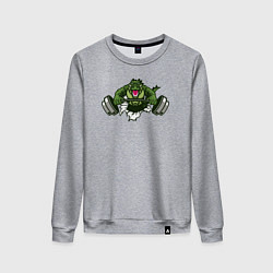 Свитшот хлопковый женский Crocodile gym, цвет: меланж