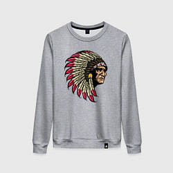 Свитшот хлопковый женский Гордый индеец, цвет: меланж