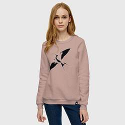Свитшот хлопковый женский Ласточка парит трафарет, цвет: пыльно-розовый — фото 2