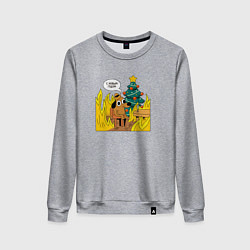 Свитшот хлопковый женский 2024 - this is fine, цвет: меланж