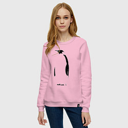 Свитшот хлопковый женский Пингвин стоит трафарет, цвет: светло-розовый — фото 2