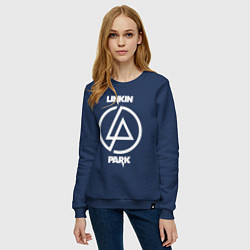 Свитшот хлопковый женский Linkin Park logo, цвет: тёмно-синий — фото 2