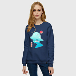 Свитшот хлопковый женский One Piece Луффи в шляпе, цвет: тёмно-синий — фото 2