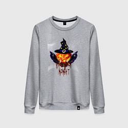 Свитшот хлопковый женский Scary looking pumpkin with big swords, цвет: меланж