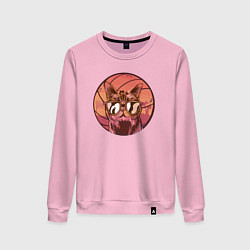 Свитшот хлопковый женский Volleyball cat, цвет: светло-розовый