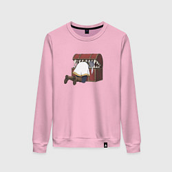 Свитшот хлопковый женский Фрирен застряла в сундуке мимике, цвет: светло-розовый